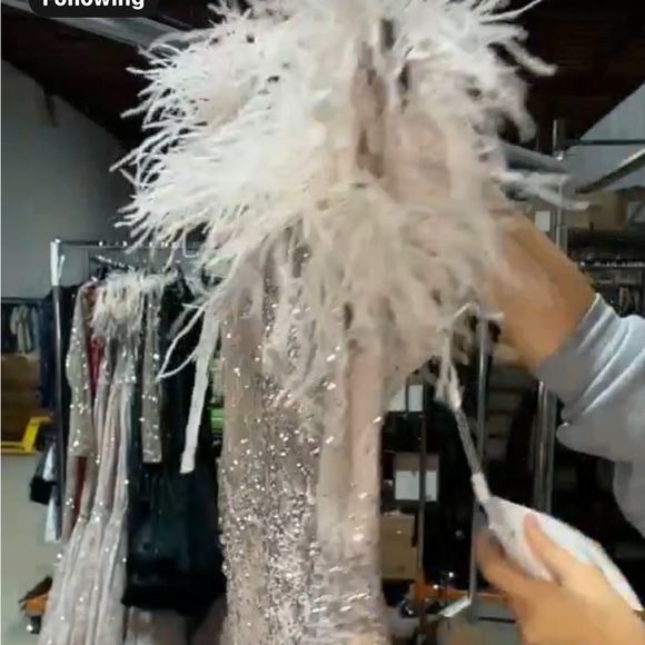 ✔️#68B/103) ❤️ BNWT MAC DUGGAL FEATHERED CRYSTAL EMBELLISHED GOWN #20246 - Picture 4 of 12